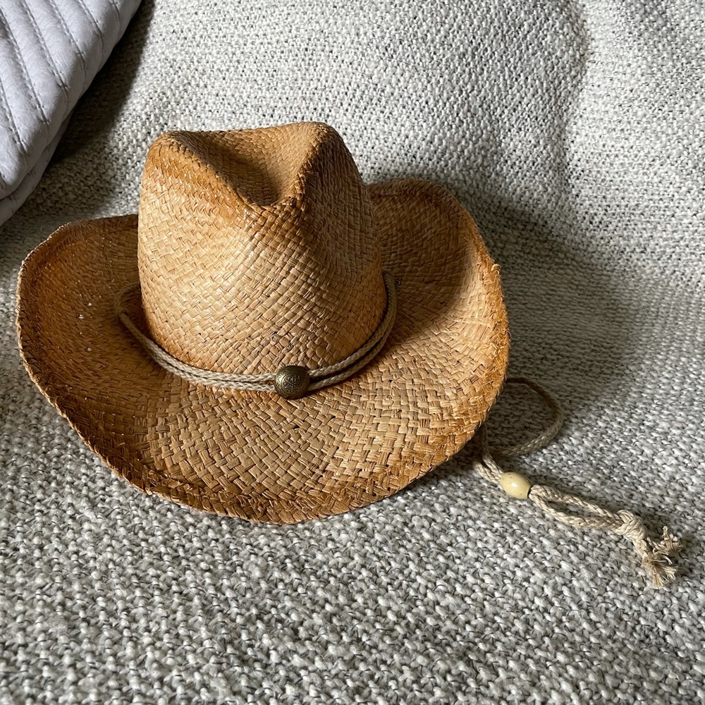 Woven straw cowgirl hat
